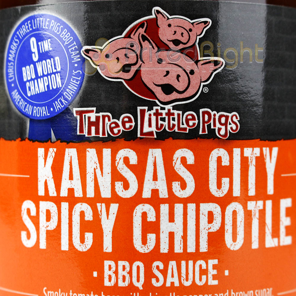 Three Little Pigs Kansas City Spicy Chipotle BBQ Sauce 19.7 Oz Award Winning