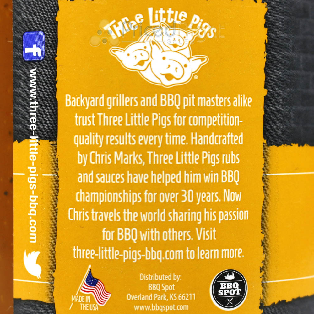 Three Little Pigs Mustard Style BBQ Sauce 19.7 Oz Championship Rated Recipe
