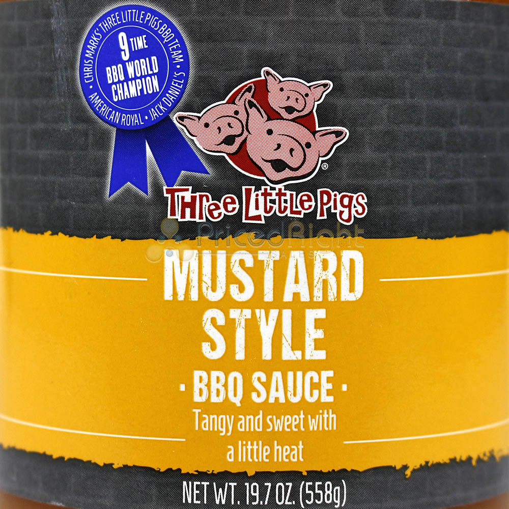 Three Little Pigs Mustard Style BBQ Sauce 19.7 Oz Championship Rated Recipe