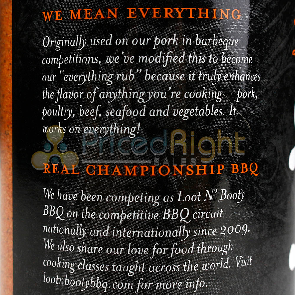 Loot N Booty Bbq Everything Dry Rub 14 Oz. Bottle Competition Rated Seasoning