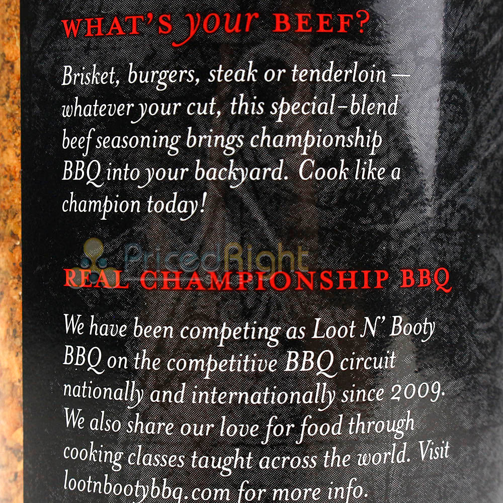 Loot N Booty Whats your Beef Dry Rub 14 Oz. Bottle Competition Rated Seasoning