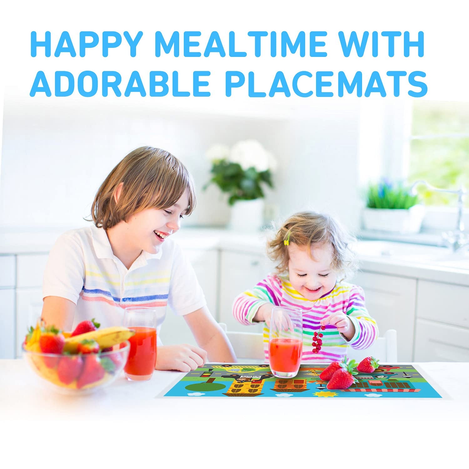 Disposable Placemats 40 Pack Stick on Kids Babies 12x18" City Design Babebay
