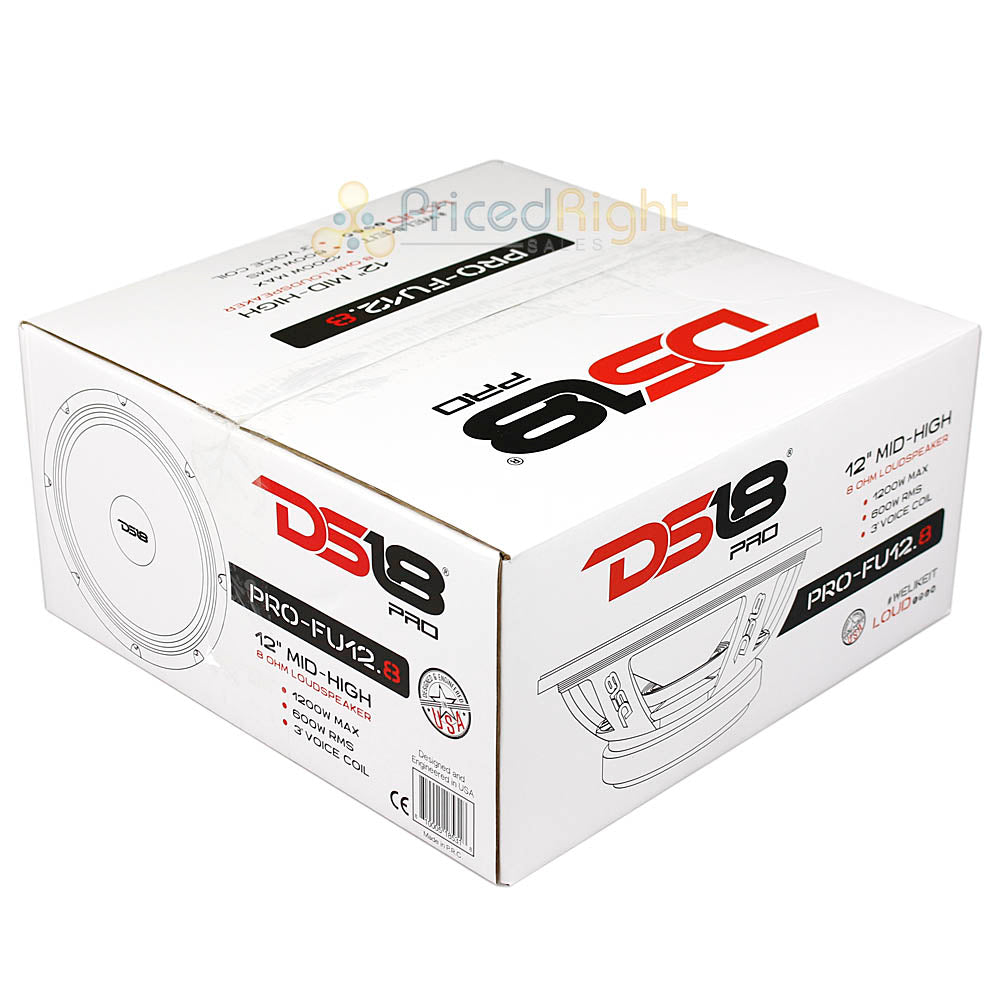 DS18 12" Mid Range Speaker 1200 Watts Max 8 Ohm Car Audio PRO-FU12.8 Single