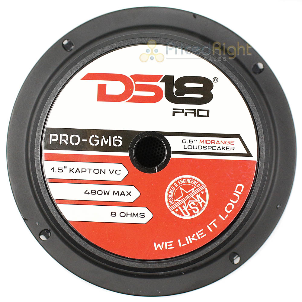 DS18 PRO-GM6 6.5" Midrange Loud Speaker 8 Ohm 480 Watts Max Mid Range Single