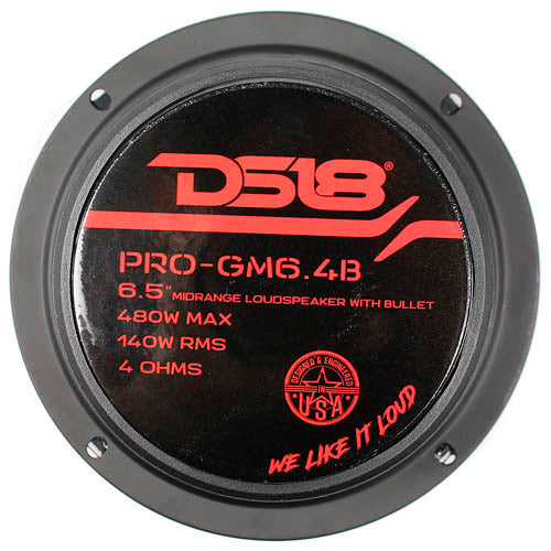4 Pack DS18 6.5" Inch Midrange Loudspeaker 480 Watt Max Bullet 4 Ohm PRO-GM6.4B