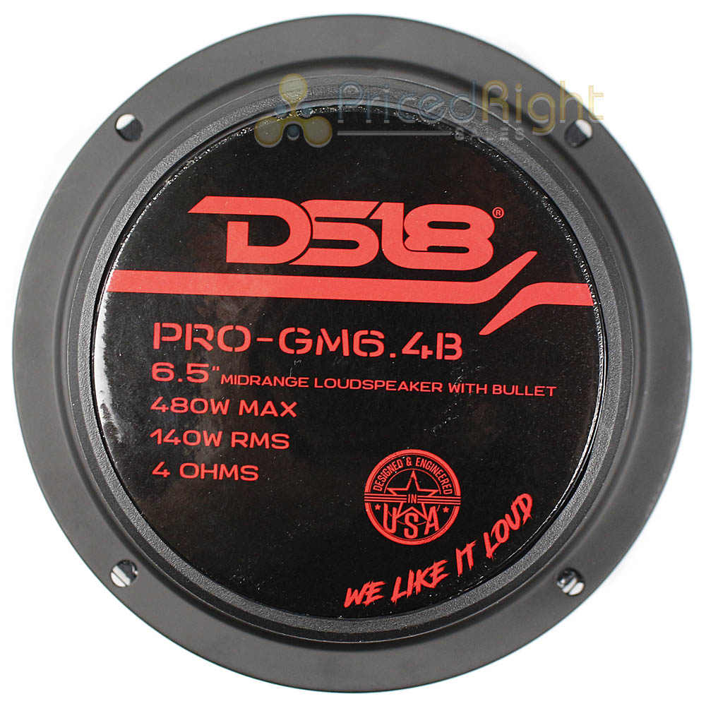 2 Pack DS18 6.5" Inch Midrange Loudspeaker 480 Watt Max Bullet 4 Ohm PRO-GM6.4B