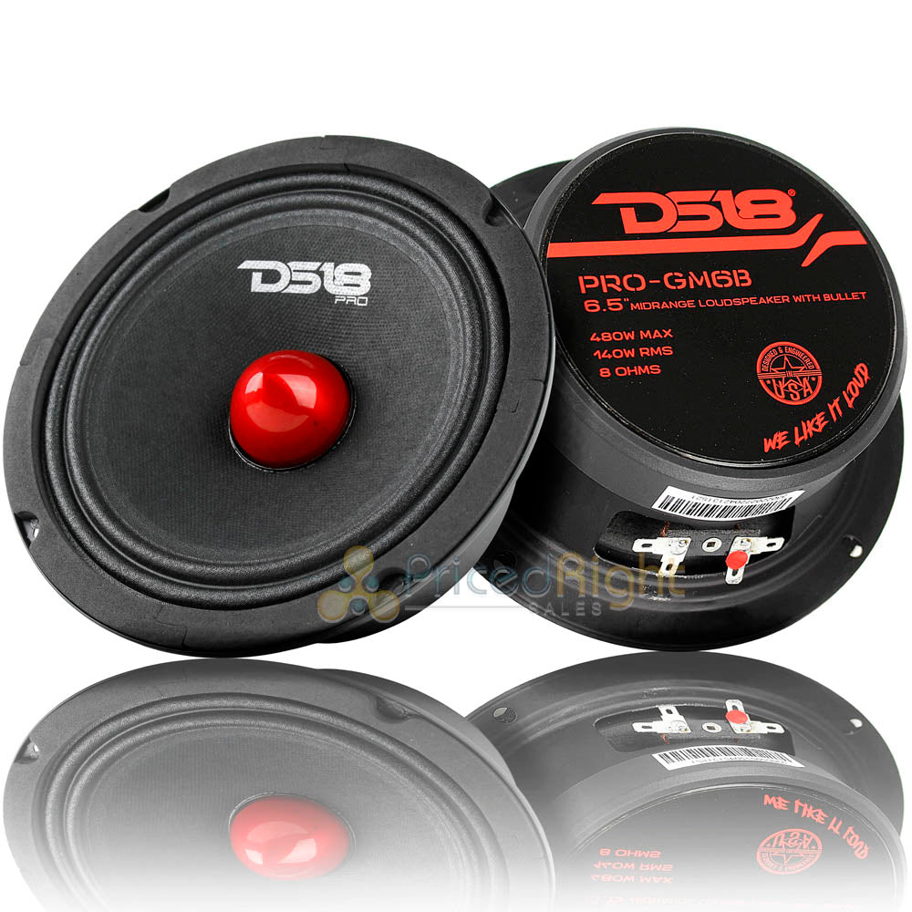 2 DS18 PRO-GM6B 6.5" Midrange Bullet Speakers 480 Watts Max Power 8 Ohm Speaker