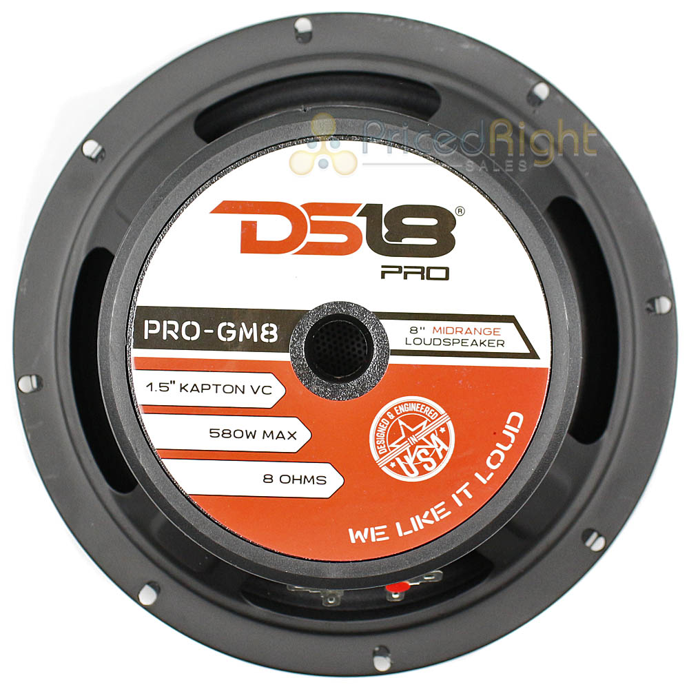DS18 PRO-GM8 8" Inch Mid Range Loudspeaker 580W Watts Max Power 8 Ohm 2 Pack Set