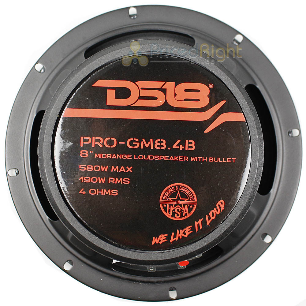 4 Pack DS18 8" Inch Midrange Loudspeaker 580 Watt Max Bullet 4 Ohm PRO-GM8.4B