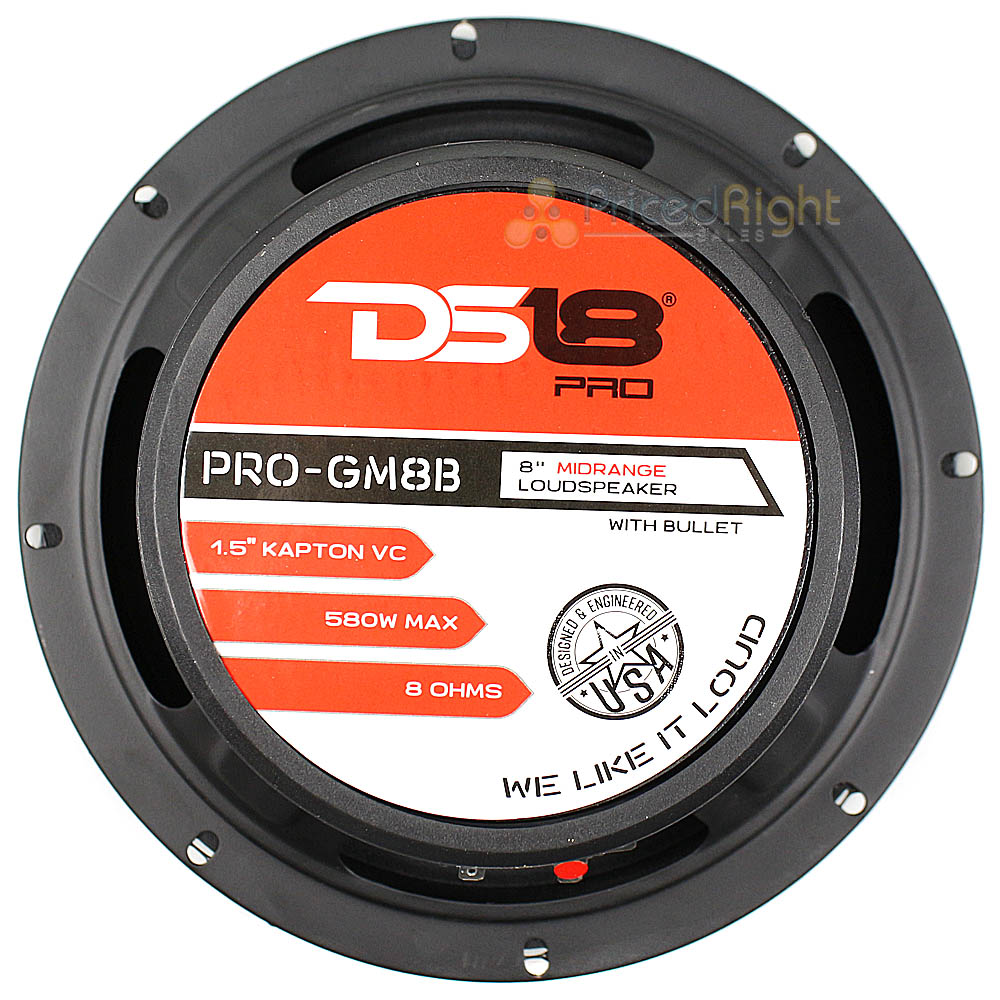 DS18 PRO-GM8B 8" Inch Mid Range Loudspeaker 580W Watts Max Power 8 Ohm Midbass
