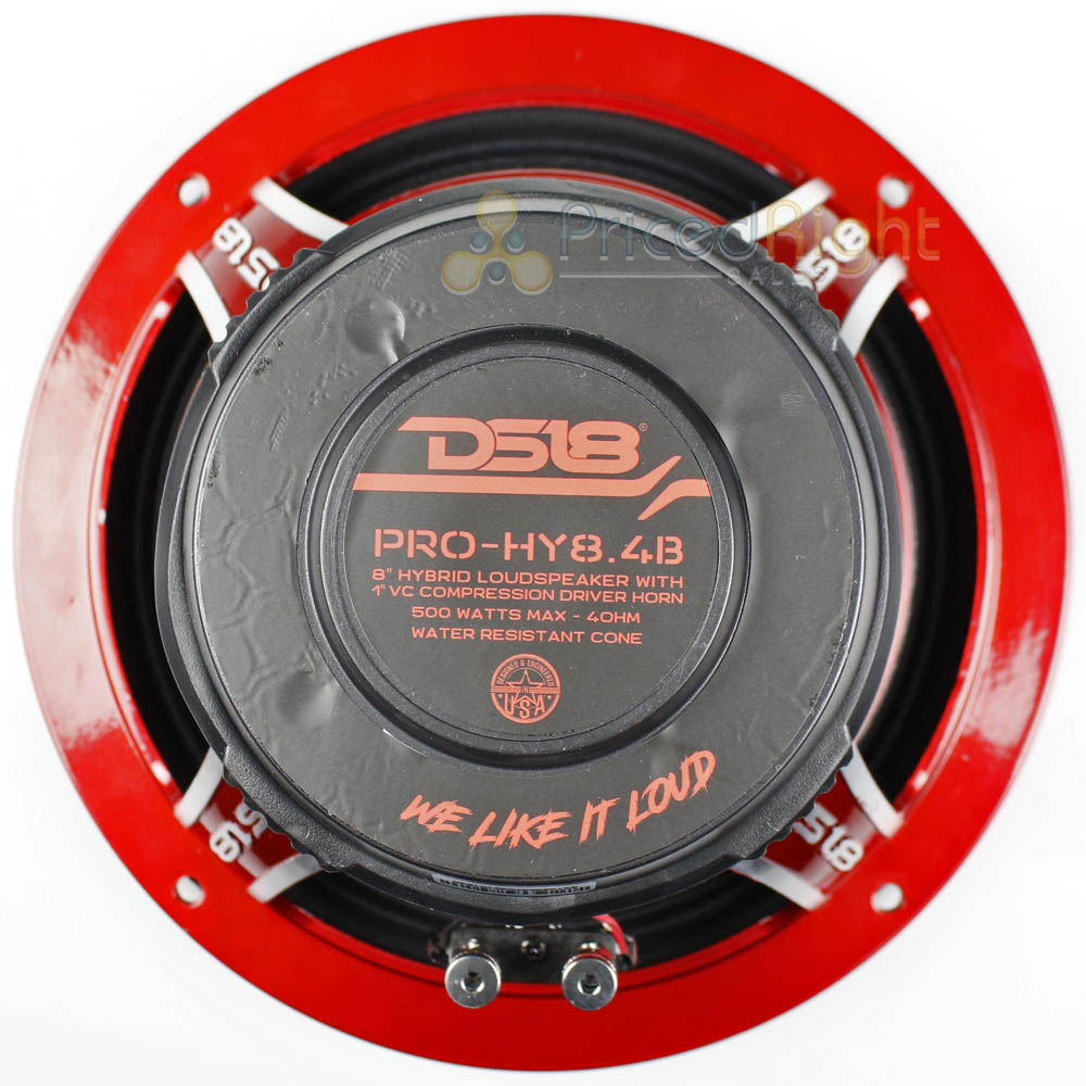 DS18 8" Mid Range Speaker Hybrid with Built In Driver 4 Ohm 500W Max PRO-HY8.4B