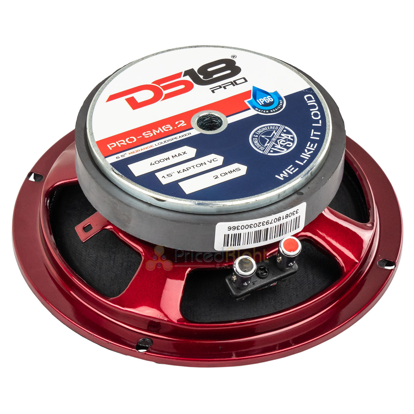 DS18 PRO-SM6.2 6.5" Motorcycle Midrange Speaker 400W Max 2 Ohm IP66 Rated 2 Pack