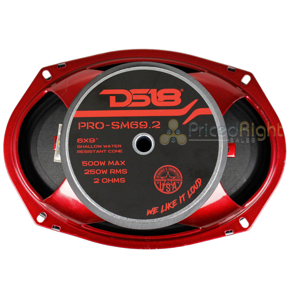 DS18 6x9" Midrange Speaker 500 Watts 2 Ohm Water Resistant Motorcycle PRO-SM69.2