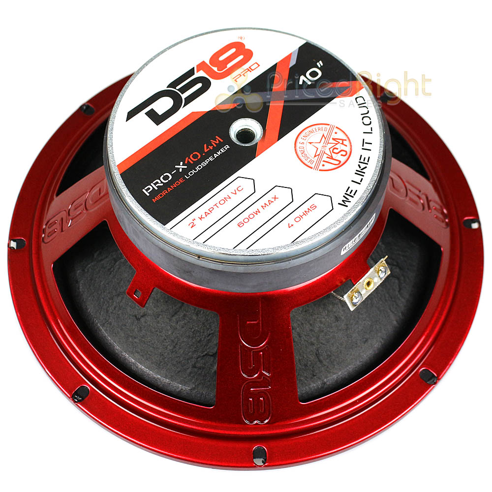 DS18 10" Midrange Speaker 600 Watts Max Power 4 Ohm Car Audio Pro-X10.4M