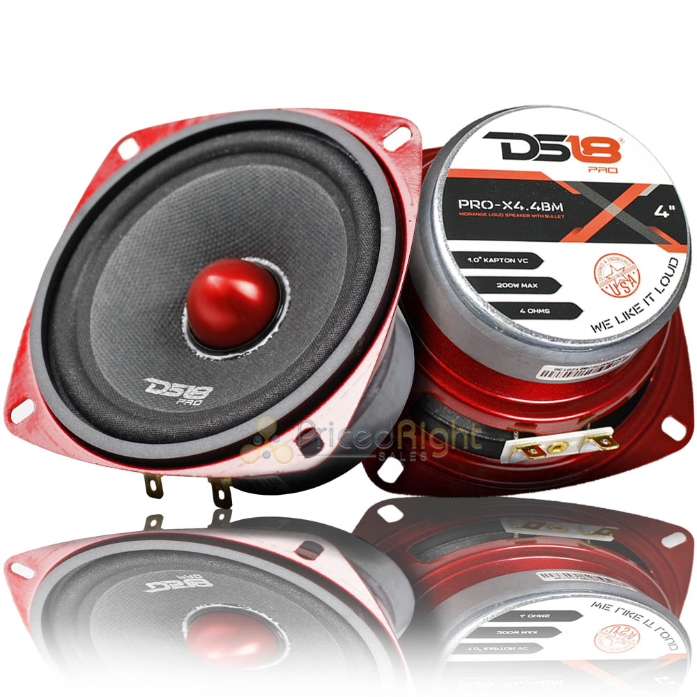 2 DS18 PRO-X4.4BM 200W Max 4" Midrange Speakers Loudspeaker With Bullet 4 Ohm