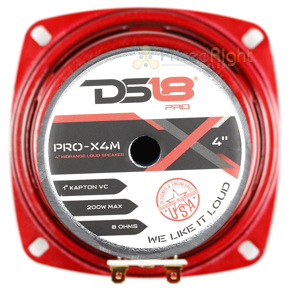 4 Pack DS18 4" Midrange Loudspeaker 200 Watts Max/100W RMS Car Audio PRO-X4M