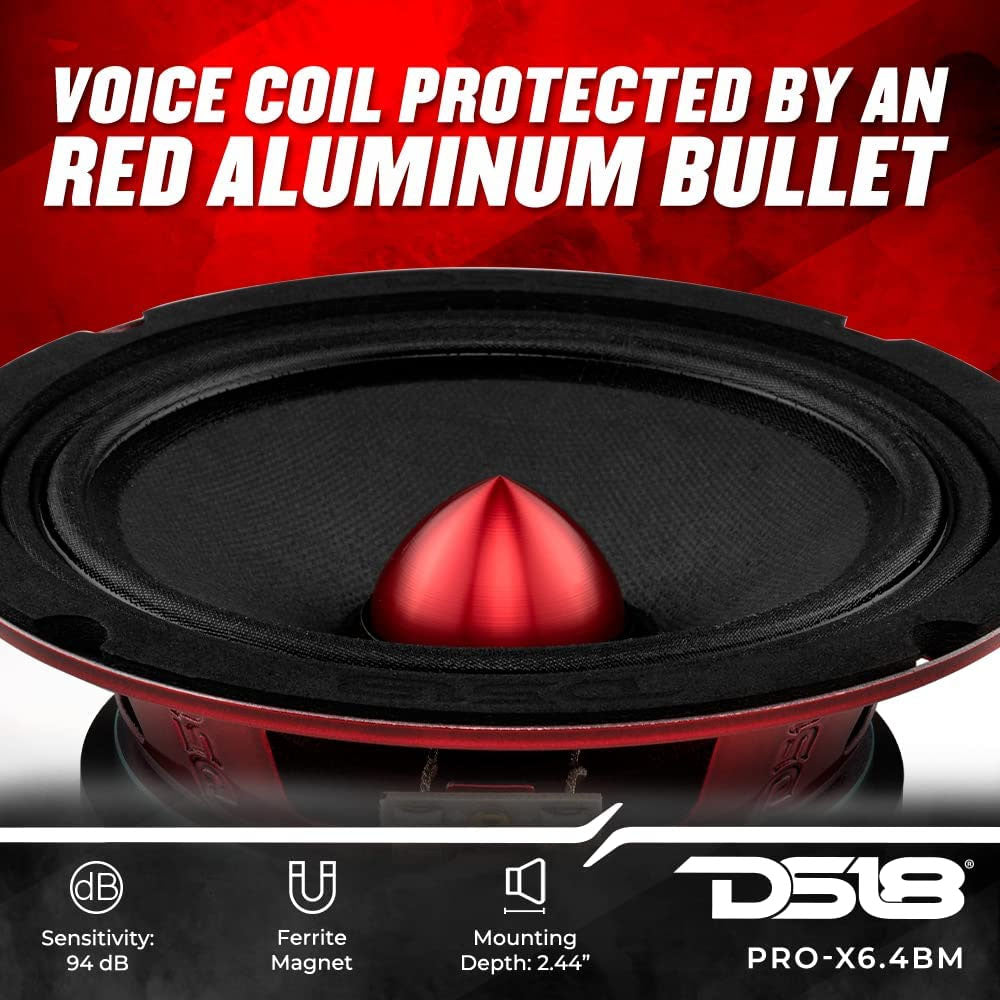 4 DS18 PRO-X6.4BM 500W Max 6.5" Midrange Speakers Loudspeaker With Bullet 4 Ohm