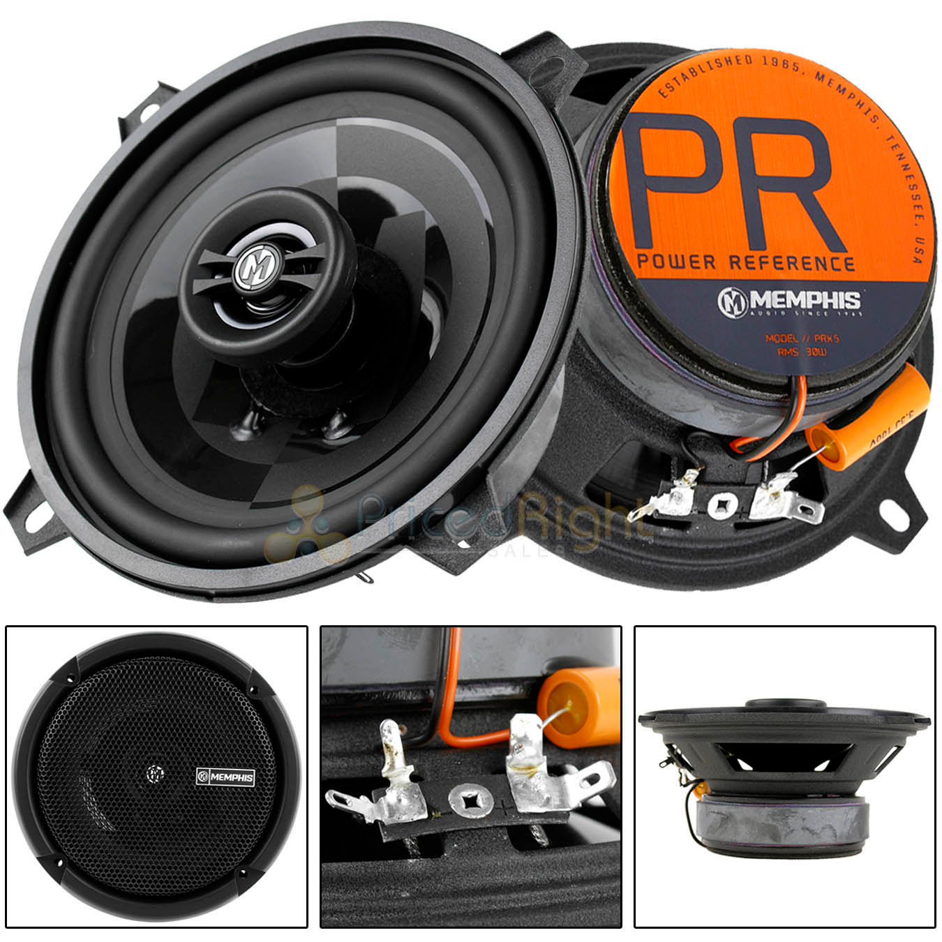 Memphis Audio 5.25" 2 Way Coaxial Speakers 60W Max Power Reference PRX5 Pair