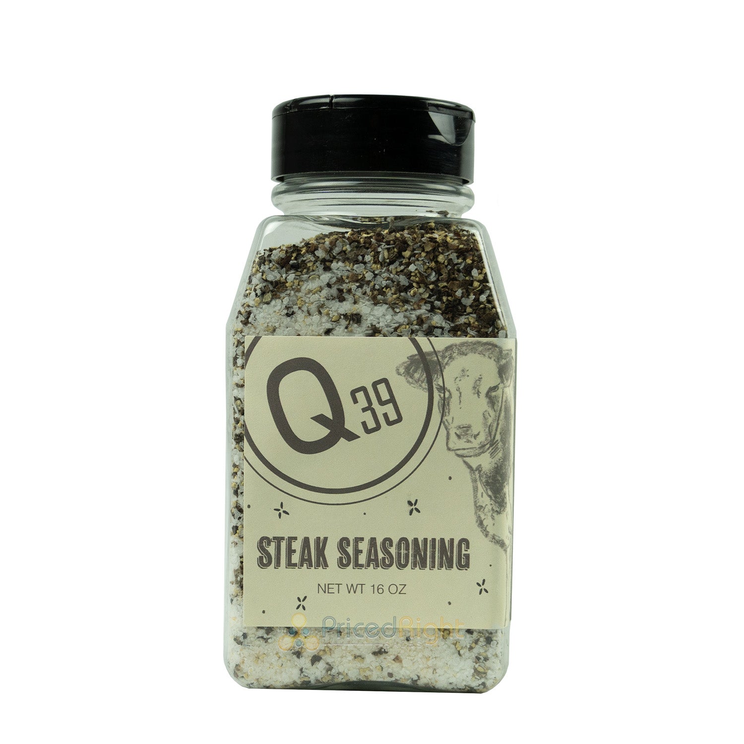 Q39 Steak Seasoning Salt Pepper & Garlic Rub For Meat & Veggies No MSG 16 oz