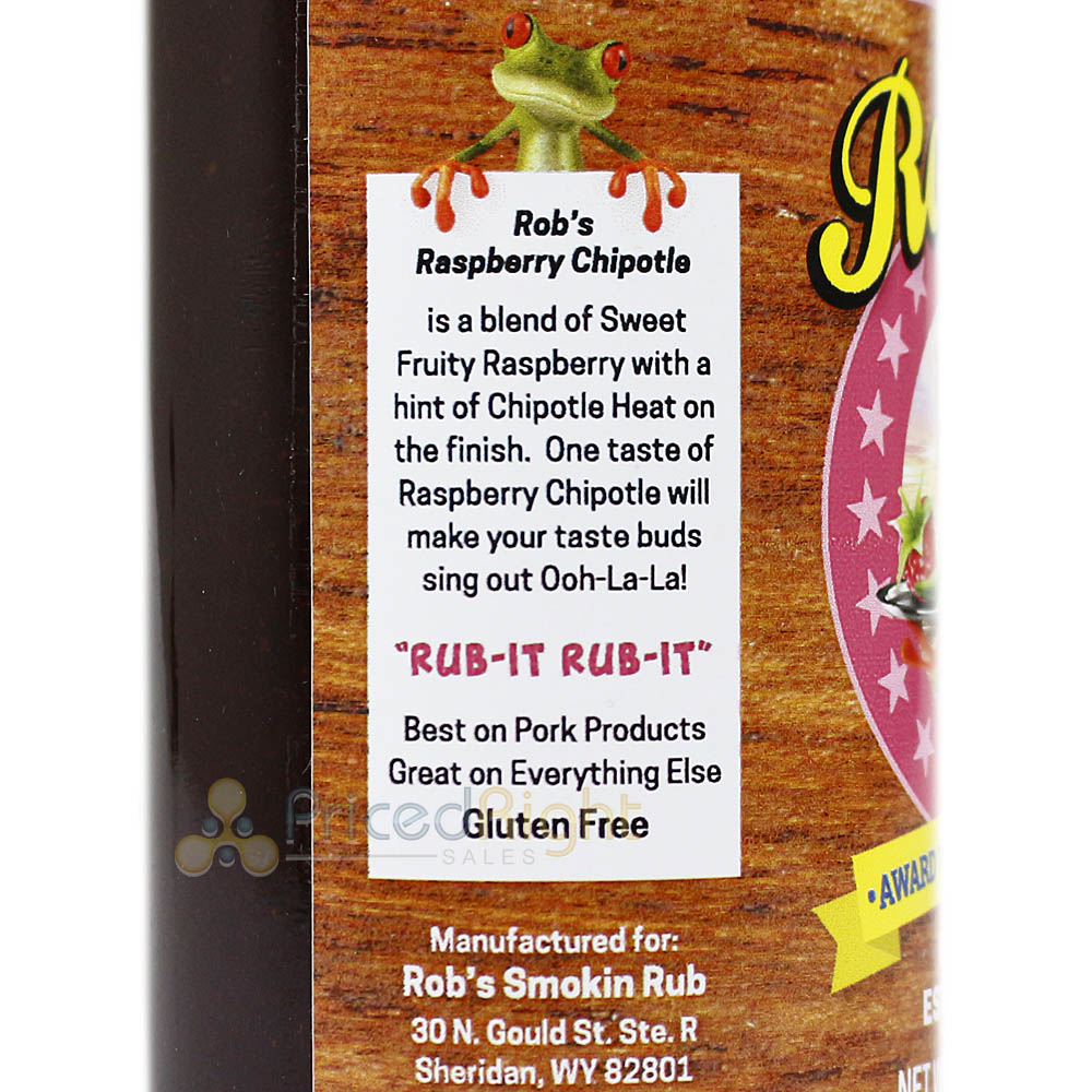 Rob's Smokin Raspberry Chipotle Rib Glaze Sauce Award Winning 15.5 Oz Bottle