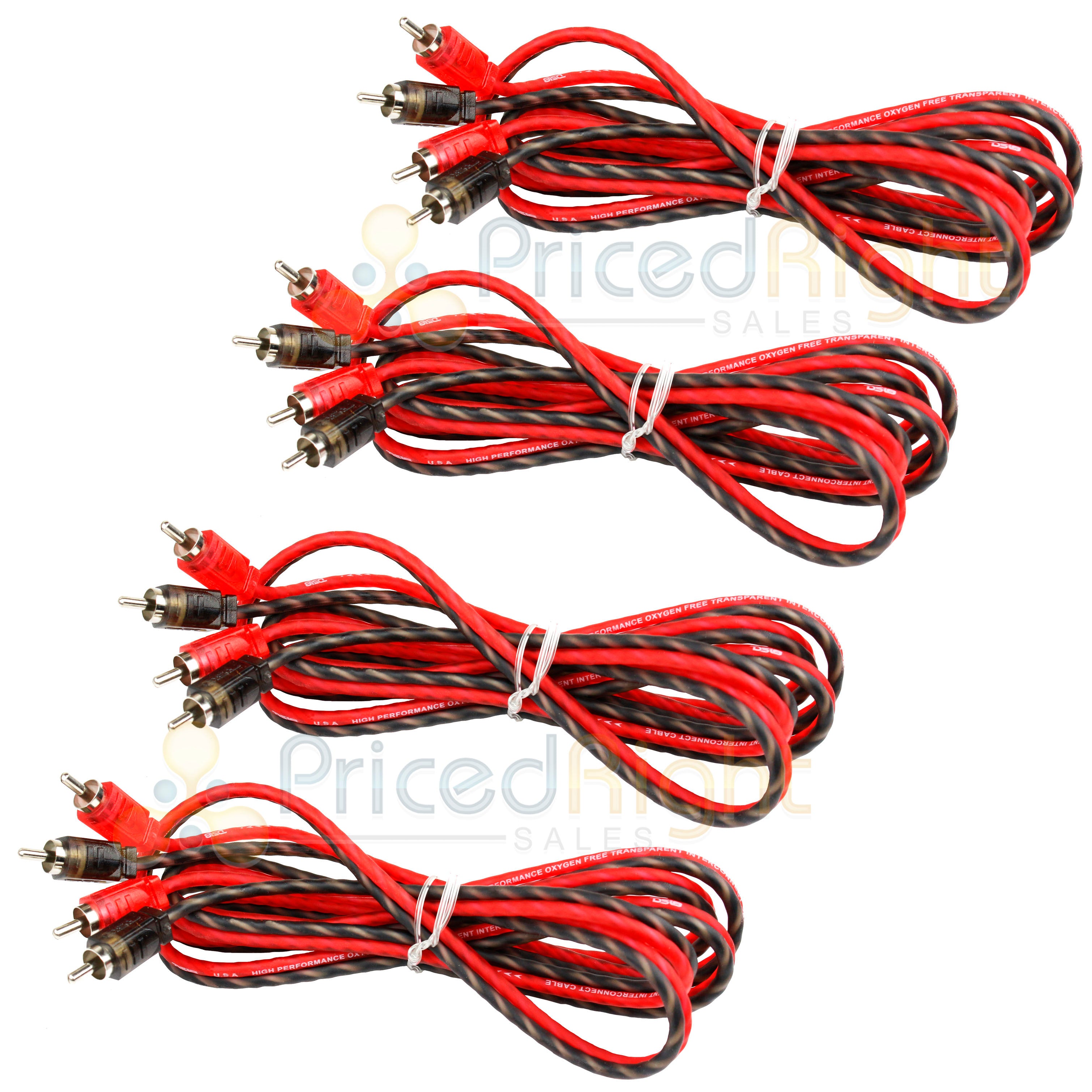 4 Pack DS18 6 ft 2 Channel Shielded Twisted Interconnect RCA Audio Amp RCA6FT