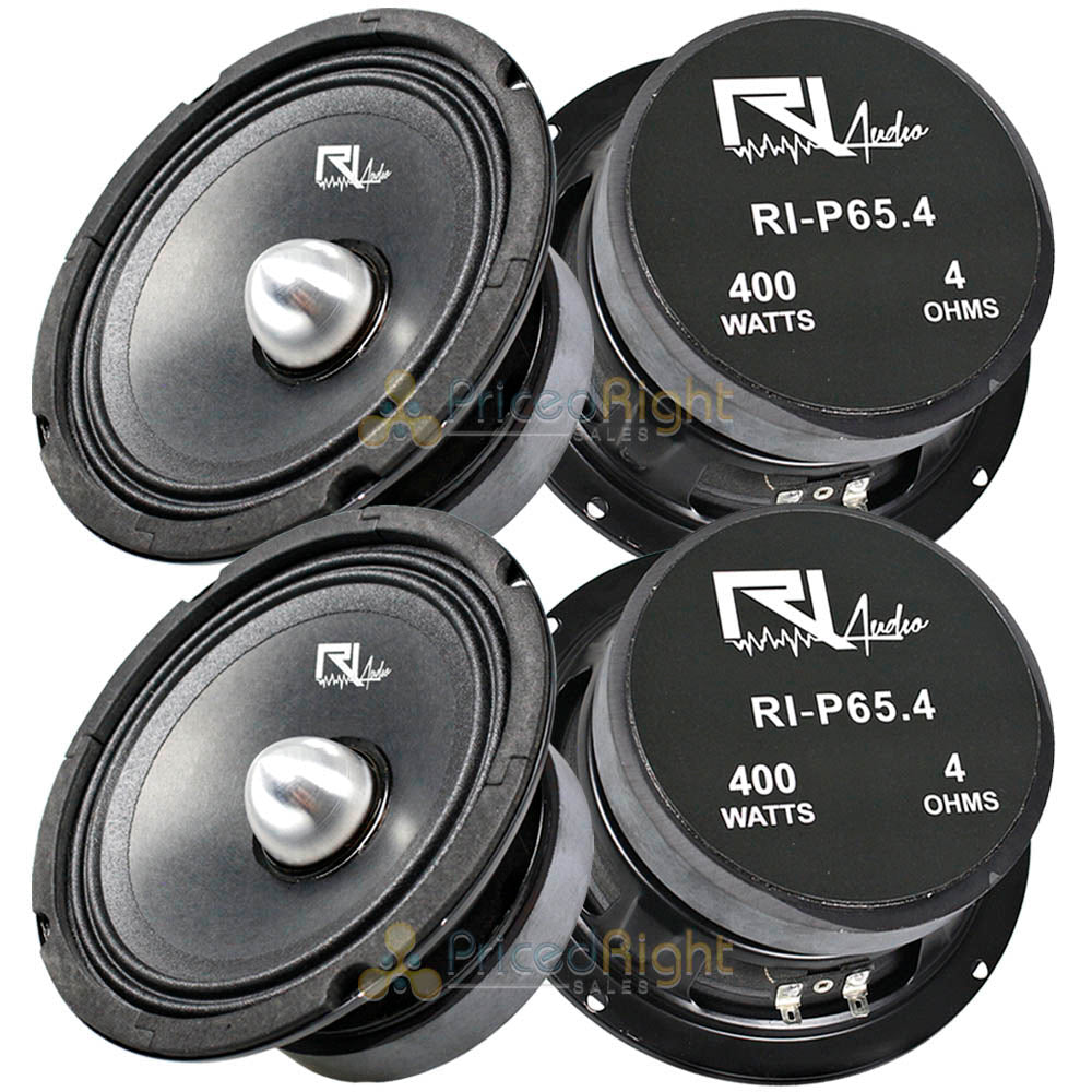 (4) RI Audio 6.5" Midrange Bullet Speaker 400W Peak Power 200W RMS 4 Ohm