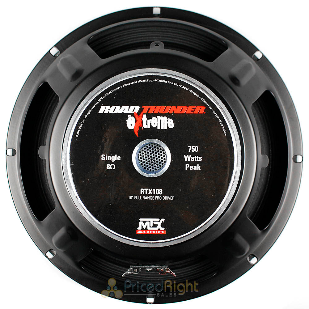 10" Speaker Midbass Driver 750W Max 8 Ohm Car Audio Roadthunder MTX Audio RTX108
