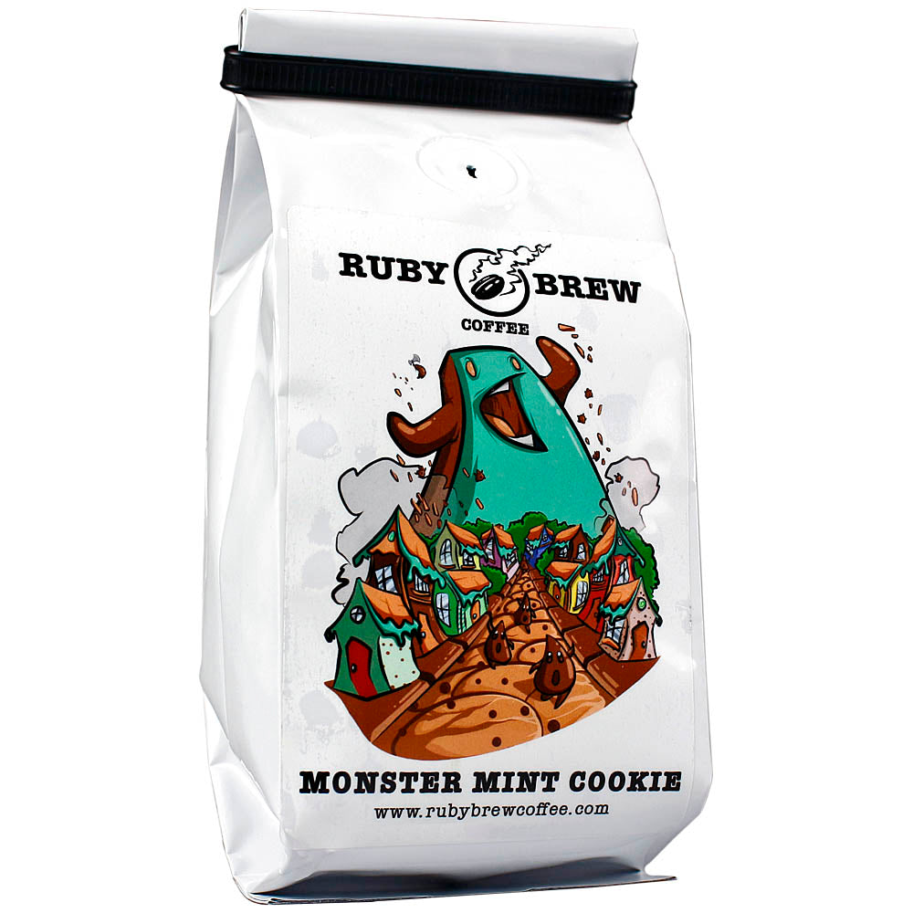 Monster Mint Cookie Ground Coffee Blend 8 Oz Medium Roast Ruby Brew Specialty