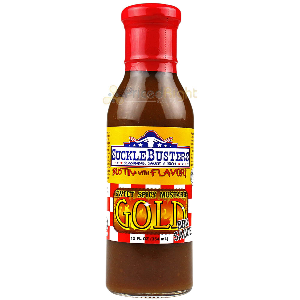Sucklebusters Sweet Spicy Mustard Gold BBQ Sauce 12 oz. Bottle Baste or Marinade