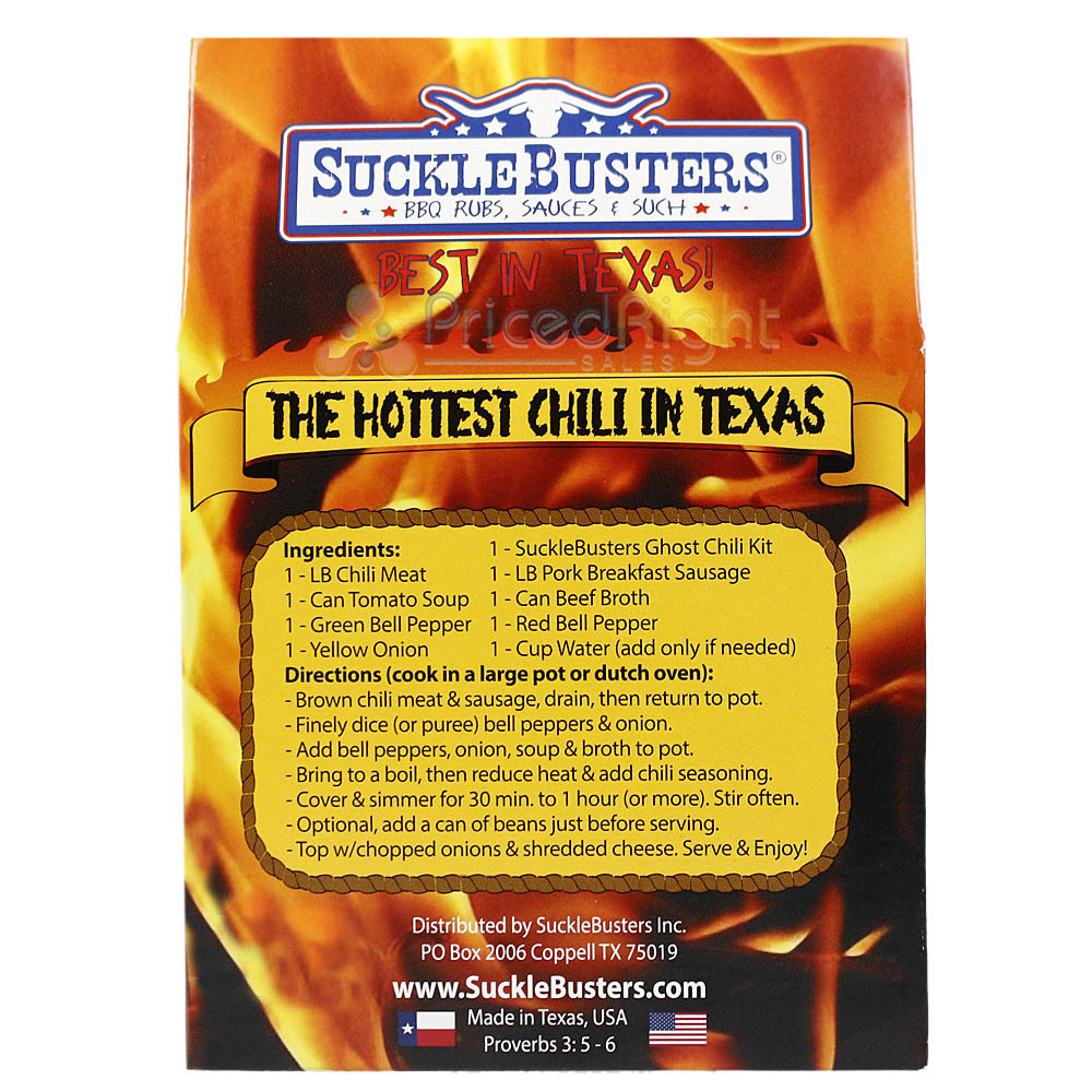 Sucklebusters Ghost Pepper Chili Kit 2 Oz Hottest in Texas Seasoning SBCS/022