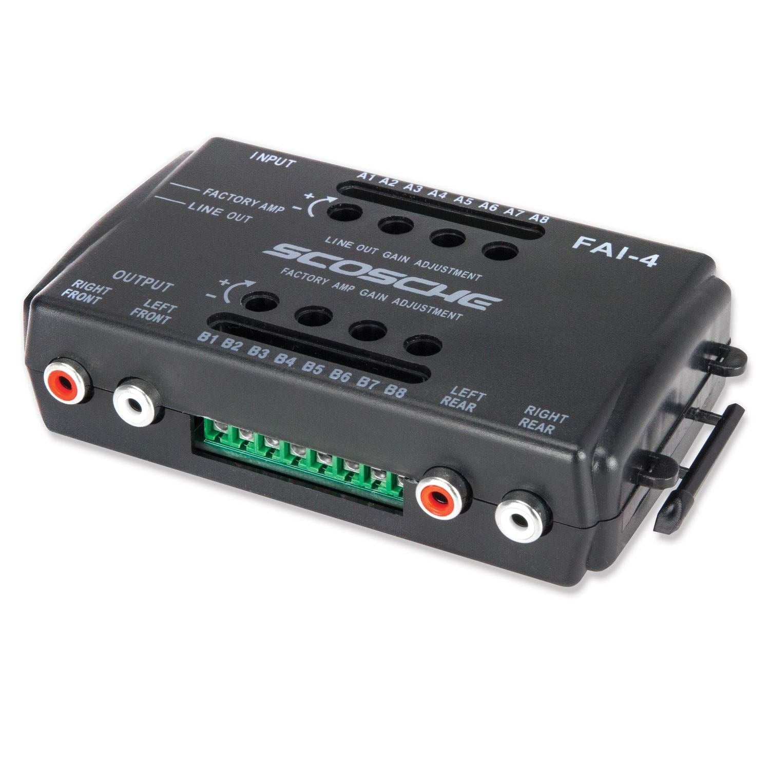﻿﻿Scosche 4 Channel Speaker Level Converter Input to RCA Matching Output Audio