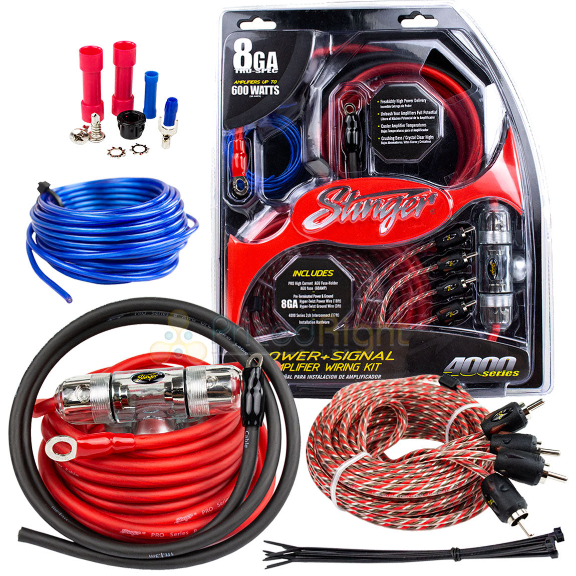 True 8 Gauge AWG 600 Watt Amplifier Wiring Kit Stinger SK4681 Amp Installation