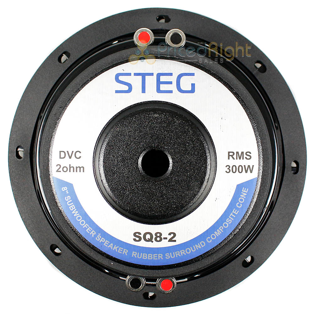STEG 8" Subwoofer Shallow Mount 300 Watts RMS Dual 2 Ohm Composite Cone SQ82