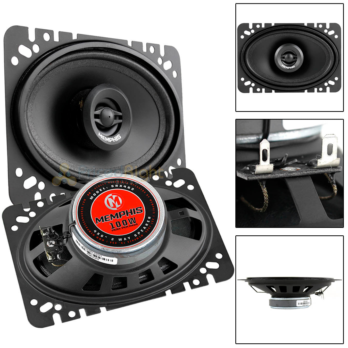 Memphis Audio 4x6" 2 Way Coaxial Speakers Pair 50W Max Street Reference SRX462