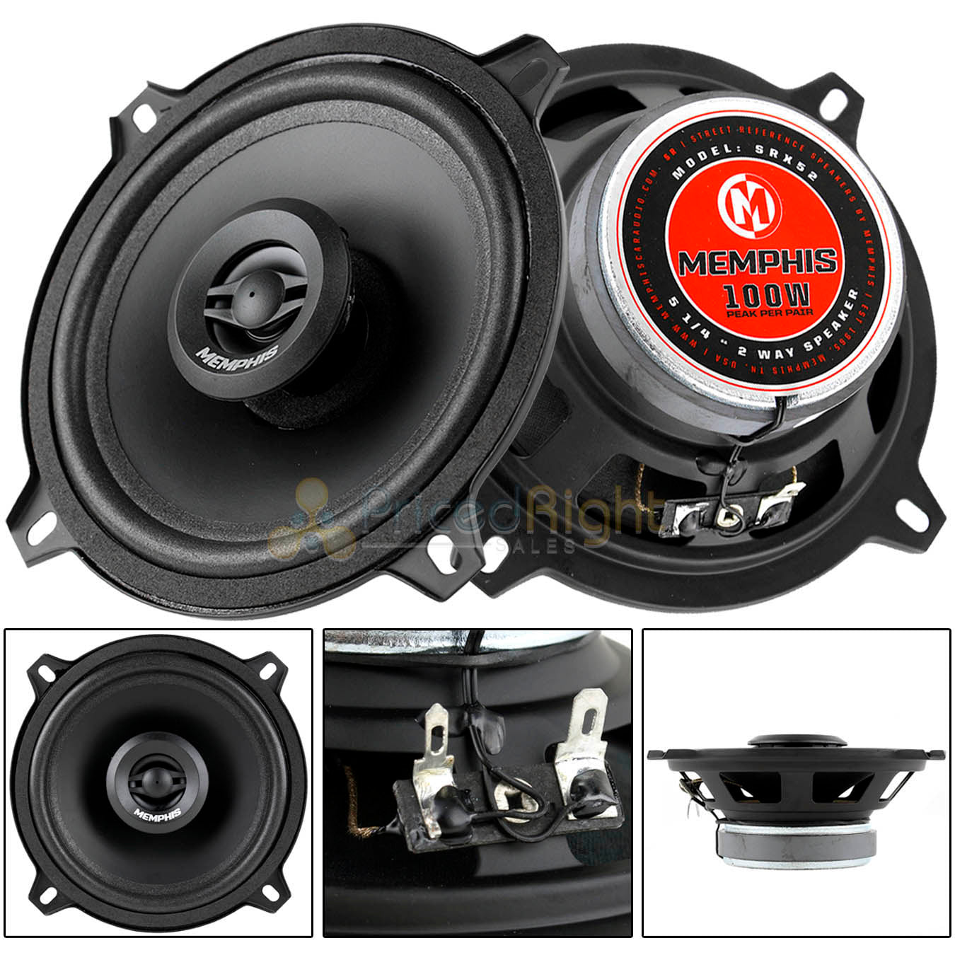 2 Memphis Audio 5.25" 2 Way Coaxial Speakers 50 Watts Max Street Reference SRX52