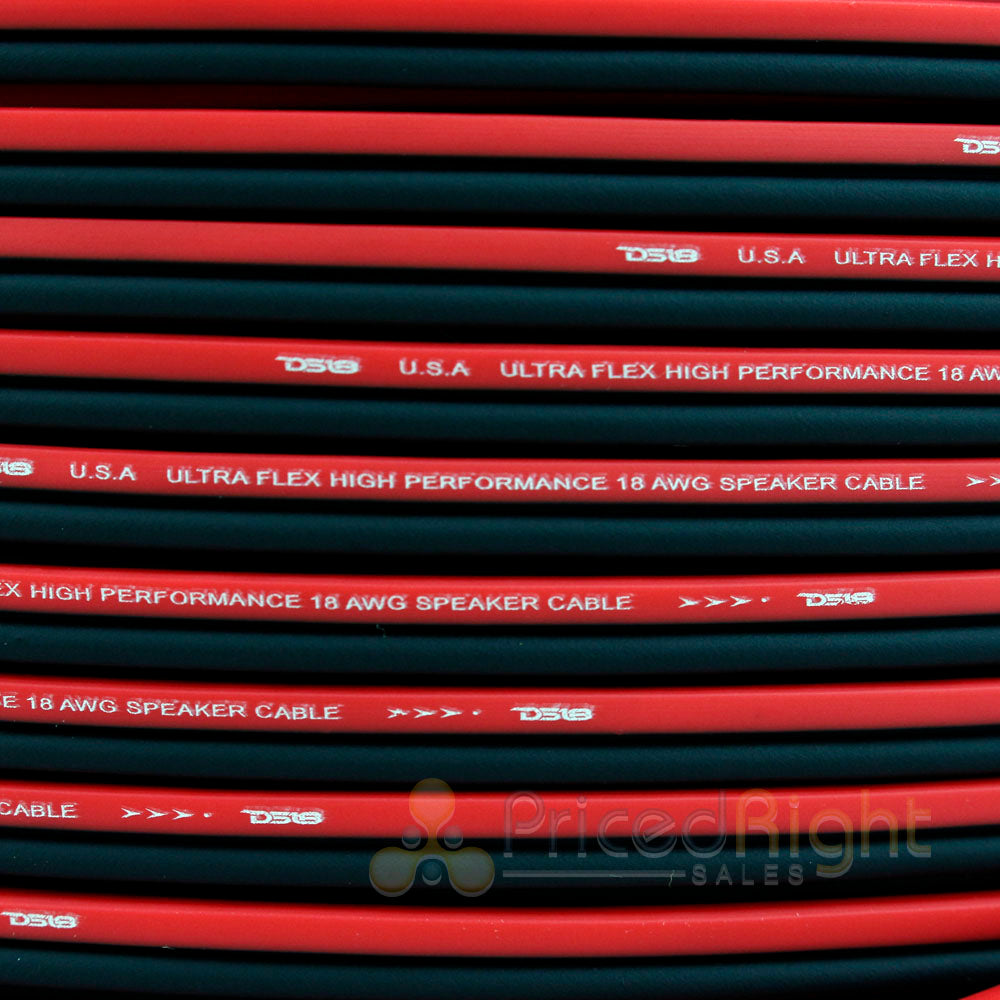100 Ft 18 Gauge AWG Speaker Cable Car Home Audio 100' Black Red Zip Wire DS18