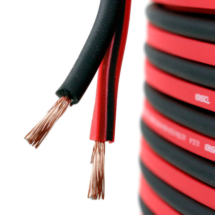 50 Ft 18 Gauge AWG Speaker Cable Car Home Audio 50' Black and Red Zip Wire DS18