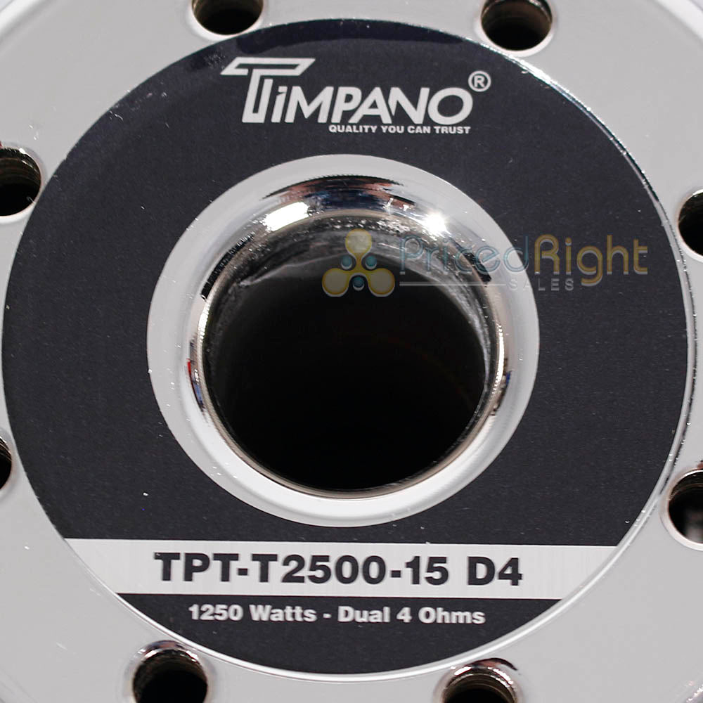 Timpano 15" Subwoofer Dual 4 Ohm 2500 Watts Max Power TPT-T2500-15 D4 Single