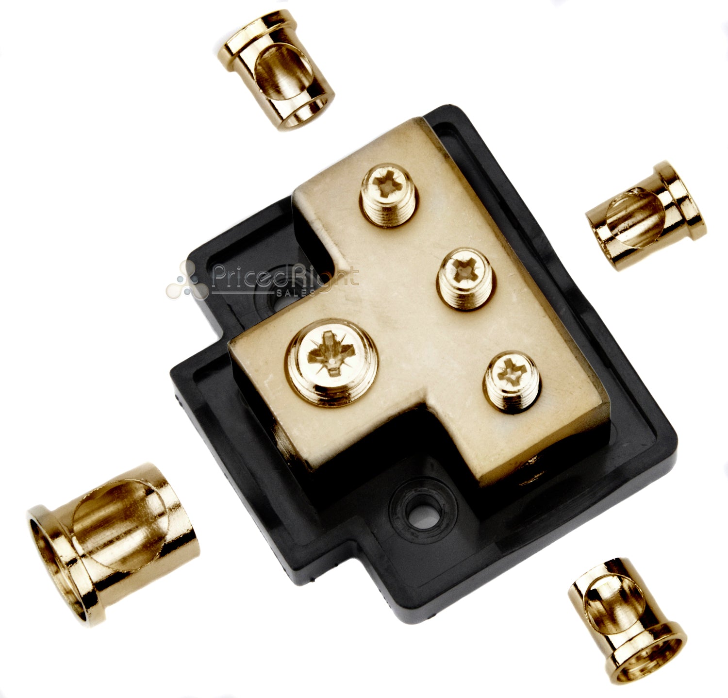 Xscorpion 0/4 Gauge Gold Terminal T Distribution Block With Adapters TB0444G