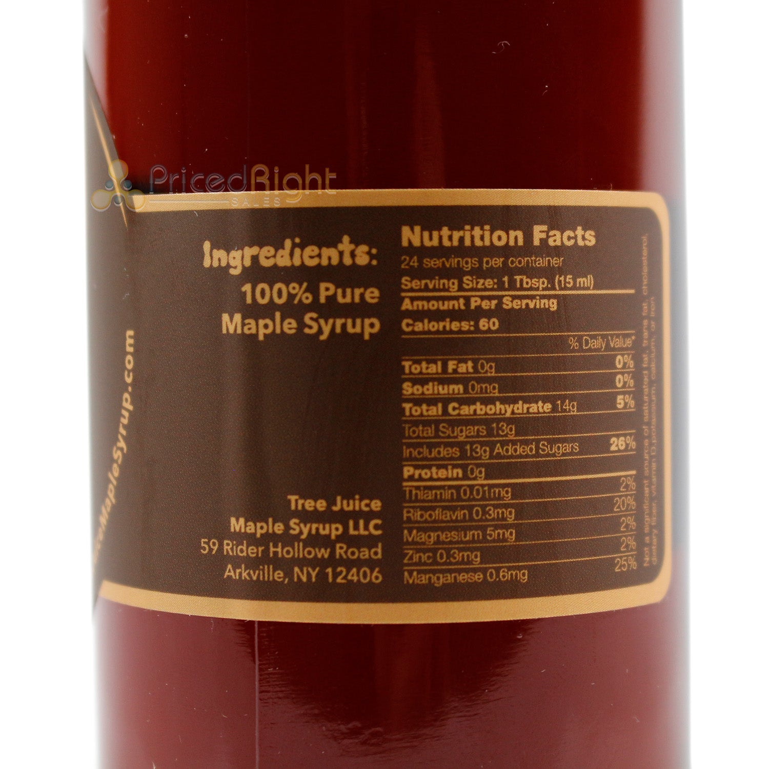 Tree Juice Pure Maple Syrup Dark Robust Flavor Gluten-Free, Paleo, Non-GMO 12 oz