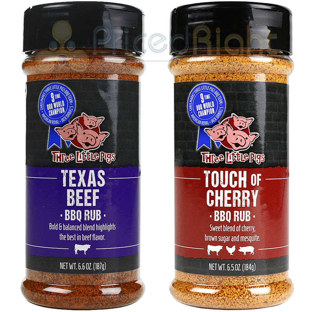 Three Little Pigs Kansas City Texas Beef Rub and Touch of Cherry Flavor Pack Set