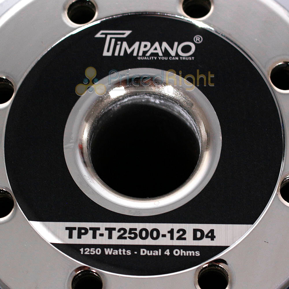 Timpano 12" Subwoofer Dual 4 Ohm 2500 Watts Max Power TPT-T2500-12 D4 Single