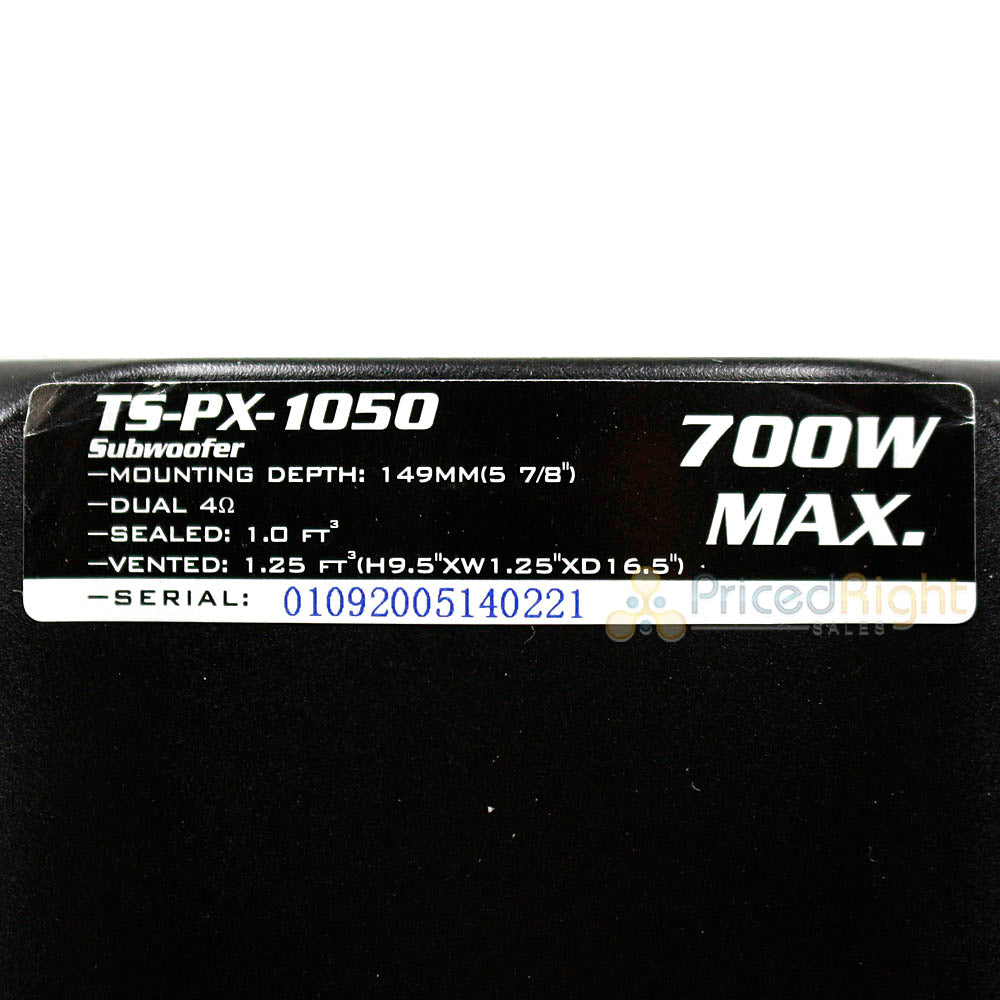 10" Subwoofer 700 Watts Max Dual 4 Ohm Car Audio Sub Audiopipe TS-PX-1050