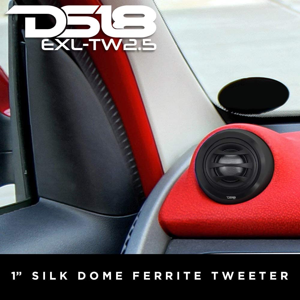DS18 2.5" Tweeters 1" Voice Coil Silk Dome Tweeters 100W Max Pair EXL-TW2.5