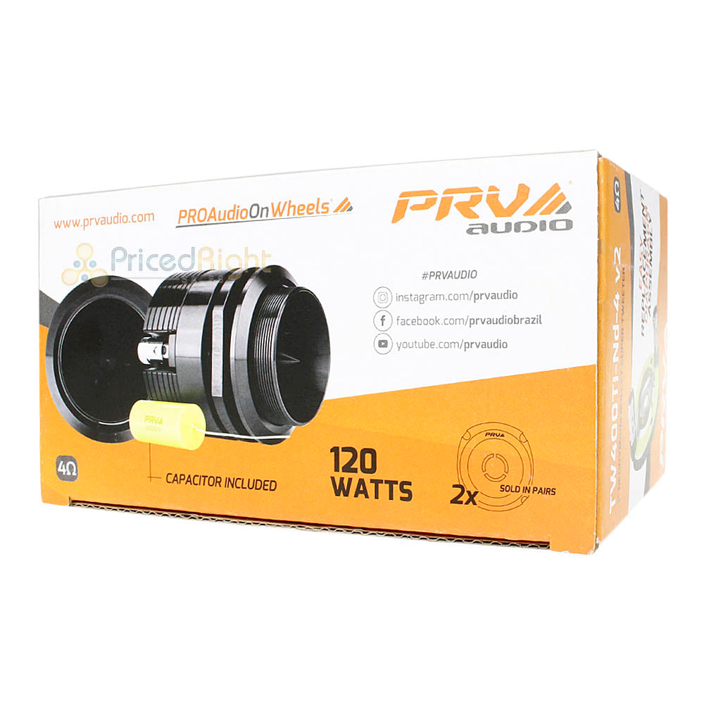 PRV Audio Neodymium Bullet Tweeter 4 Ohm 120W 1" Voice Coil TW400Ti-ND-4 v2 Pair