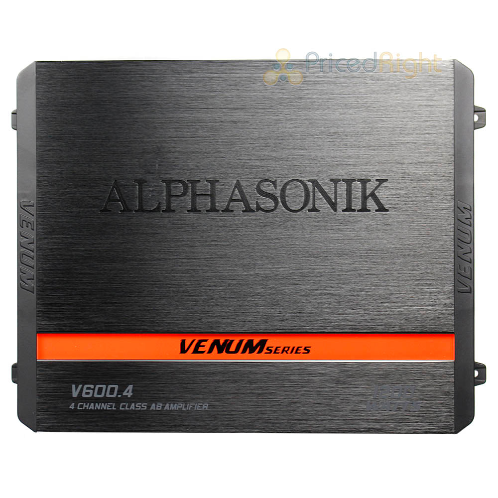 Alphasonik 4 Channel Amplifier 1200 Watt Max Power Car Audio Venum Series V600.4