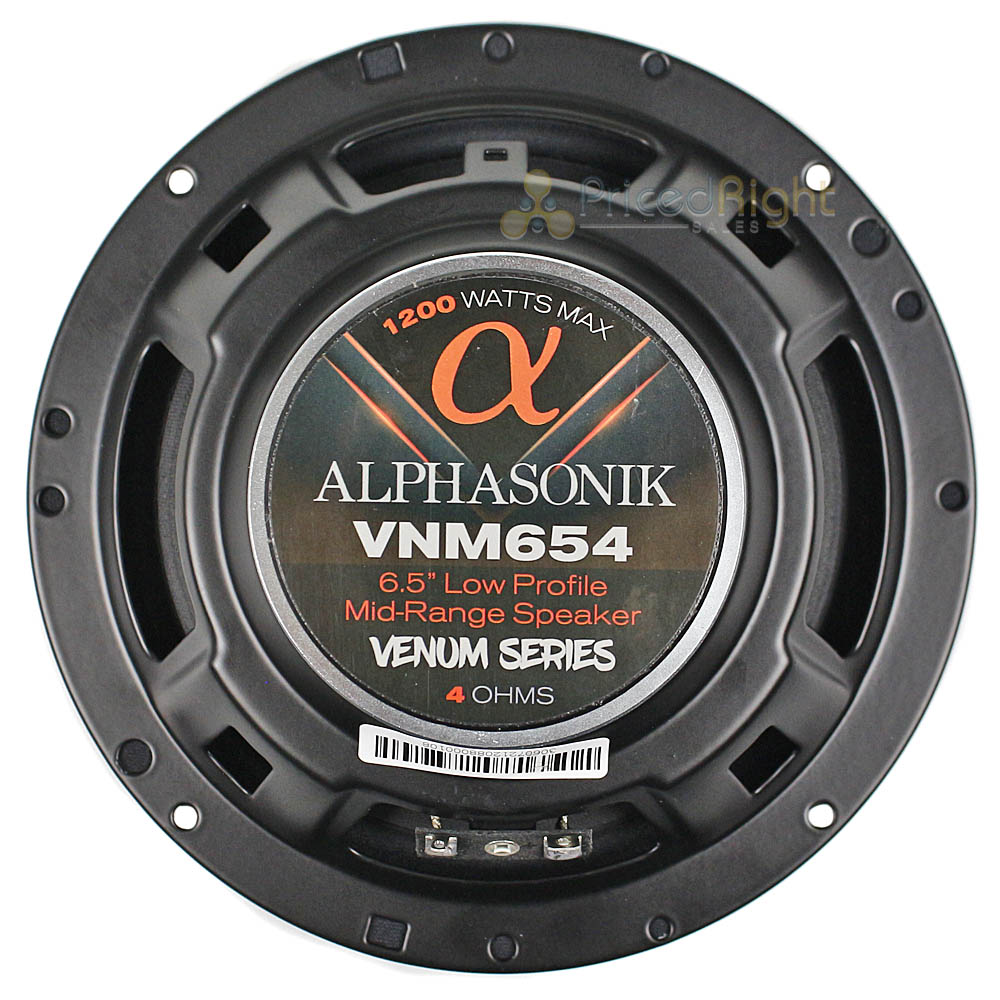 Alphasonik 6.5" Midrange Speakers Low Profile 1200W 4 Ohm Venum Series VNM654