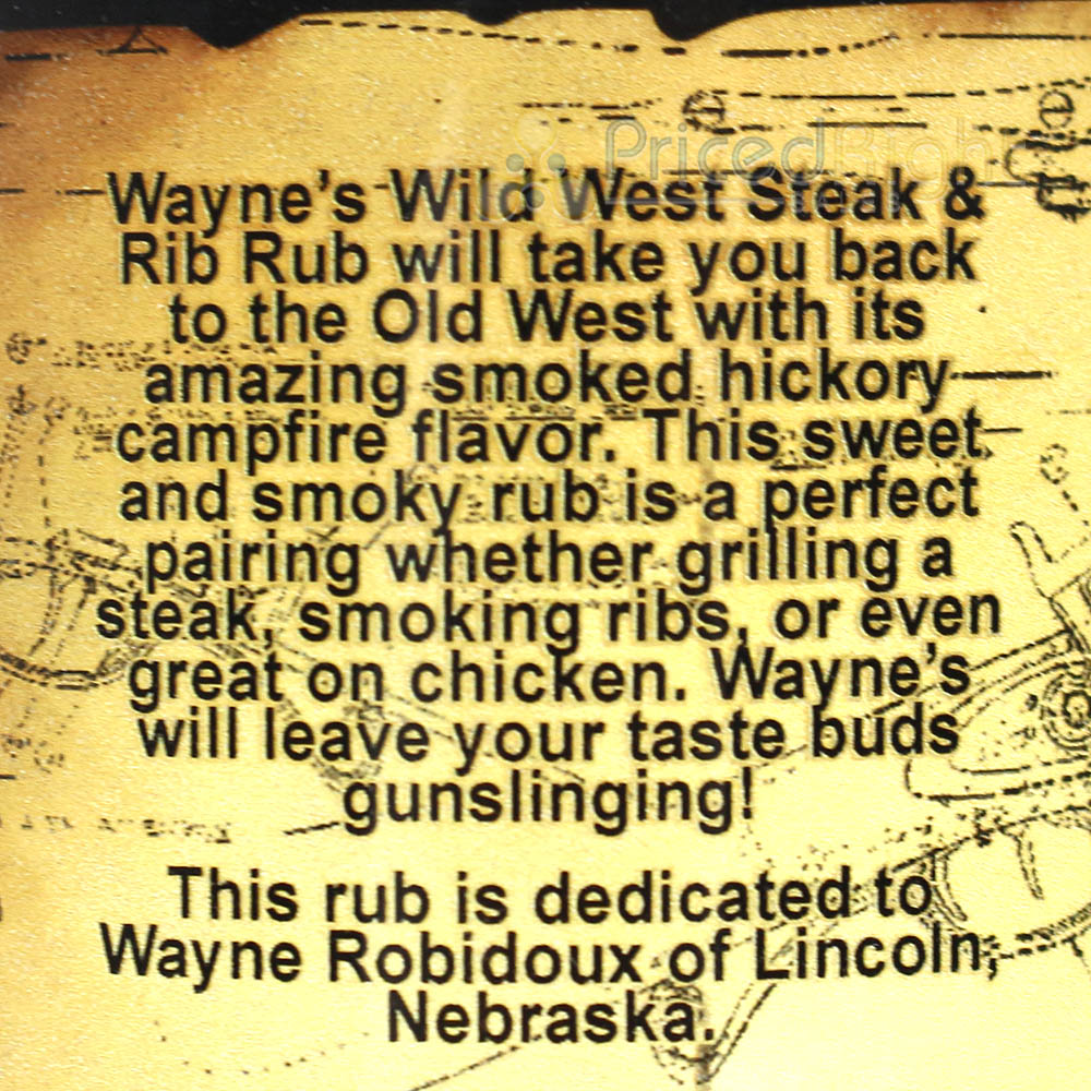 Waynes Wild West Steak and Rib Rub 31.8 oz Bottle Gluten Free No MSG Sweet Smoky