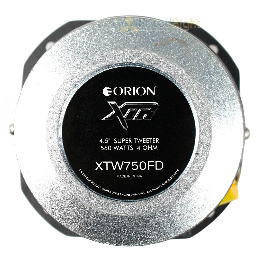 4.5" Super Tweeter 560W Watts Max Power 1.75" Voice Coil XTR Orion XTW750FD