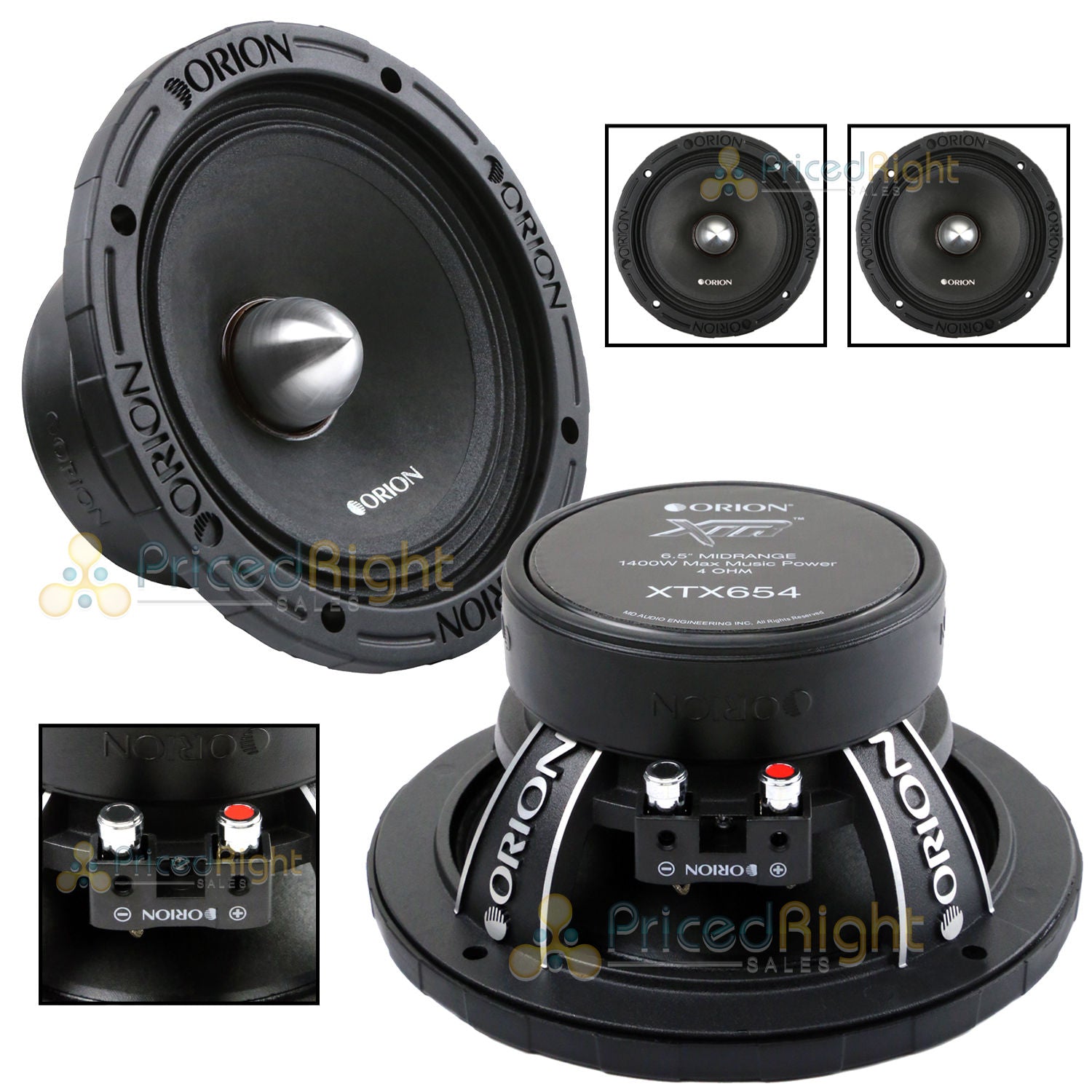 2 Orion Audio 1400 W Watt 6.5" Mid Range Bass Loud 4 Ohm Speakers Pair XTX654